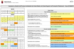 CALENDARIO CICLOS ADMINISTRACIÓN FP