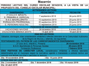 CALENDARIO ESCOLAR 2018