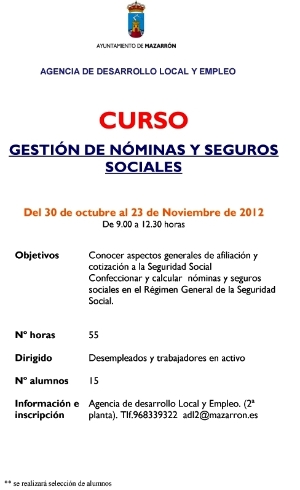 CARTEL CURSO GESTION NOMINAS Y SEGUROS SOCIALES