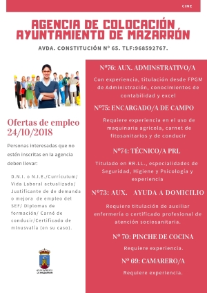 Ofertas de empleo 24 de octubre