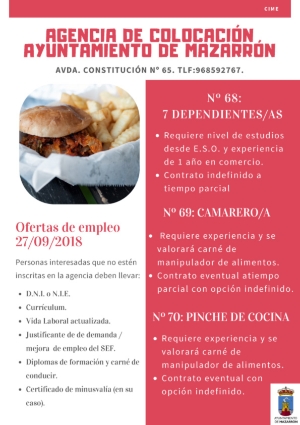 Ofertas de empleo 27 septiembre