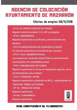 Ofertas de empleo 8 noviembre