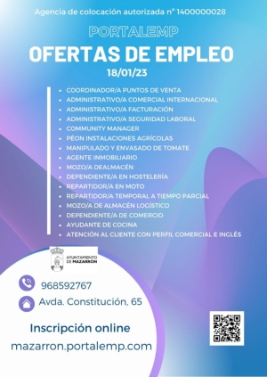 Ofertas de empleo PORTALEMP 18 ENERO