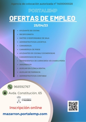 Ofertas de empleo PORTALEMP 25 de abril