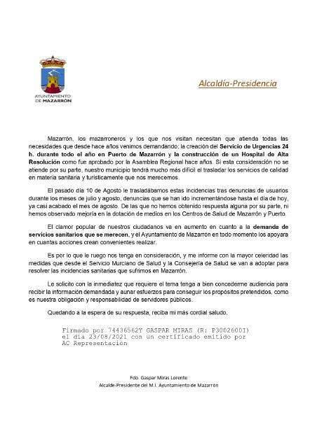 27_08_21 MEJORA SERVICIOS SANITARIOS CARTA CONSEJERÍA A