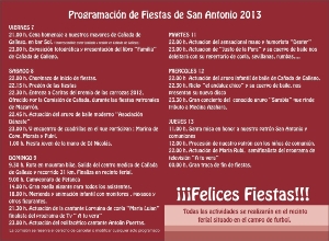 FIESTAS SAN ANTONIO 13 PROGRAMACION