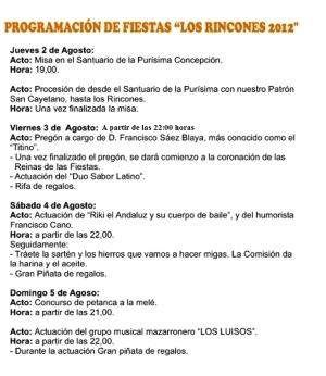 RINCONES 2012 PROGRAMA